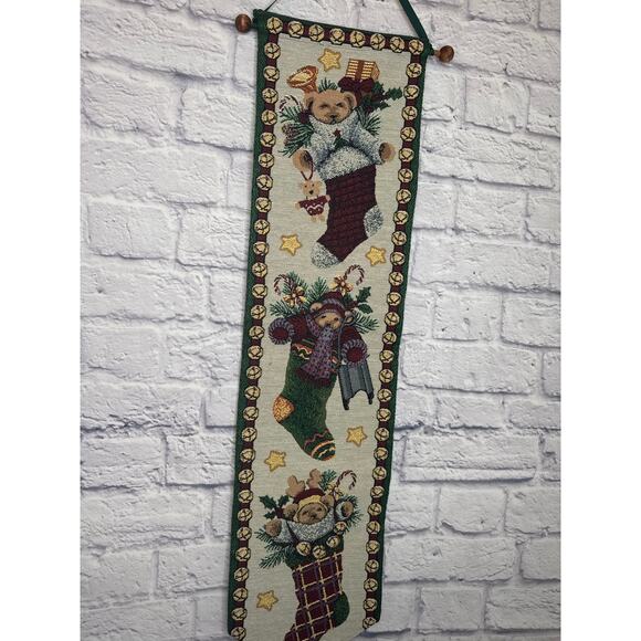 Hallmark Design Collection Embroidered Christmas Bears Stocking Wall Hanging 32" - Picture 4 of 6